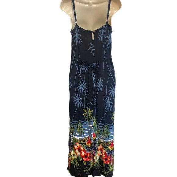 TIKI PALM Black Parrot Palm Tree Print Sequin Maxi Beach Dress - Picture 2 of 12